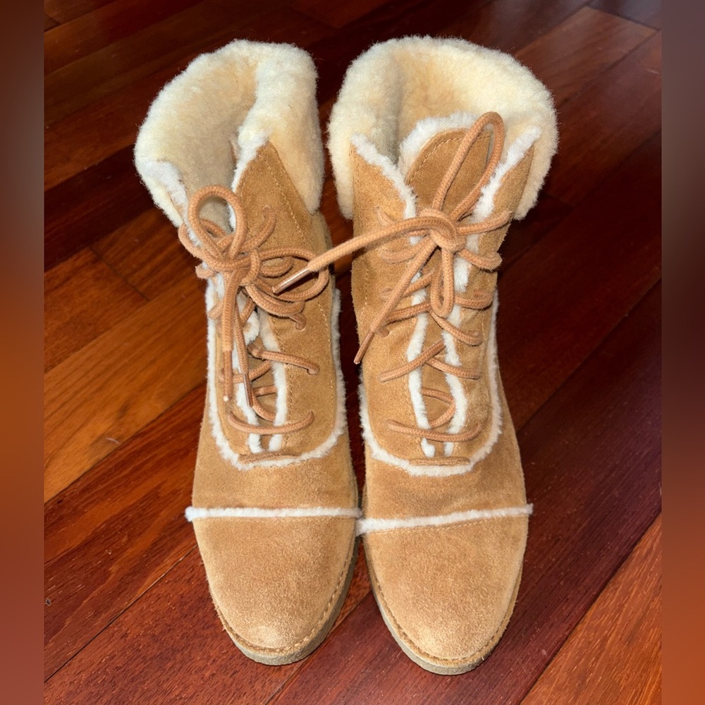 Ugg Esterly Women's Tan Suede Boots with Genuine Sheep Skin